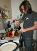 Thanksgiving - Malcolm carving the jamaican jerked turkey with ostrich stuffing.