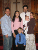 5/8 - Chris, Natardia, Gilbert, me, Meegan, and Little A pose for a picture after Little A's baptism.